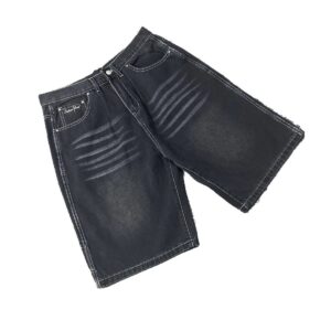 bp letters washed denim shorts multi