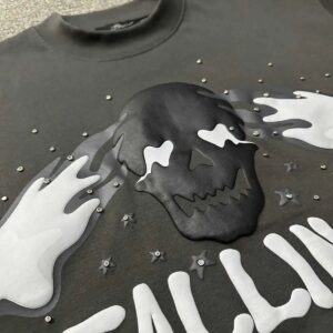 broken planet skull graphic tee grey