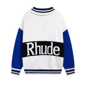 rhude colorblock knit polo sweater multicolor