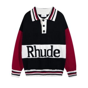 rhude colorblock knit polo sweater multicolor