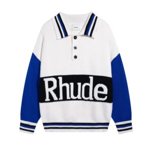 rhude colorblock knit polo sweater multicolor