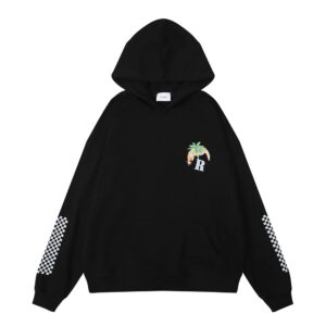 rhude racing print hoodie black