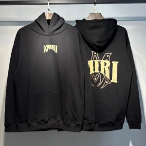 amiri letter print hoodie black