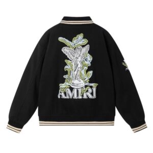 amiri goddess letter wool varsity jacket multicolor