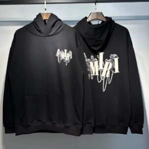 amiri letter print hoodie black