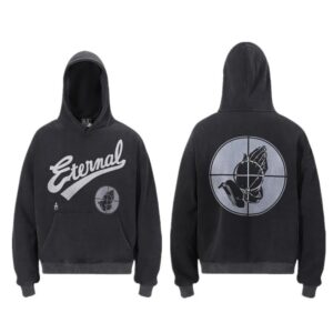 ​​saint michael washed print hooded sweatshirt unisex black