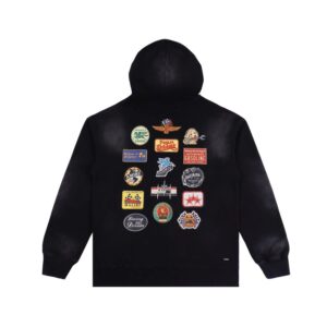 amiri vintage print hoodie black