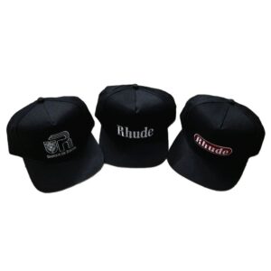 rhude embroidered baseball cap black