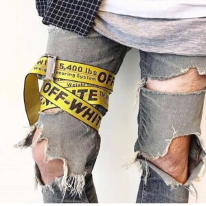 off white industrial belt yellow