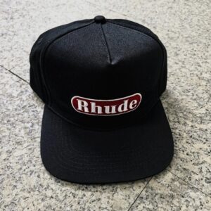 rhude embroidered baseball cap black