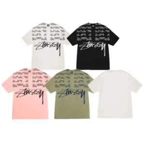 stussy multi color dog print t shirt