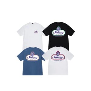 stussy multi color dog print t shirt