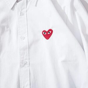 cdg play heart shirt white