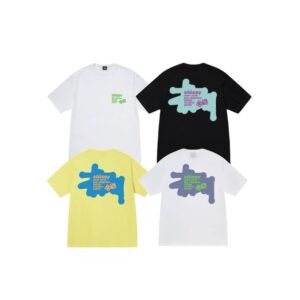 stussy multi color dog print t shirt