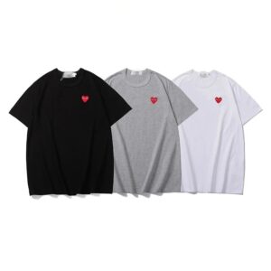 cdg heart embroidery tees multicolor