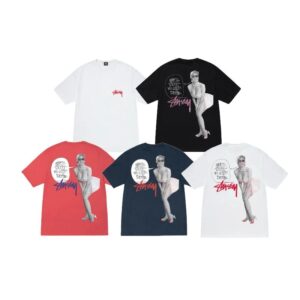 stussy multi color dog print t shirt