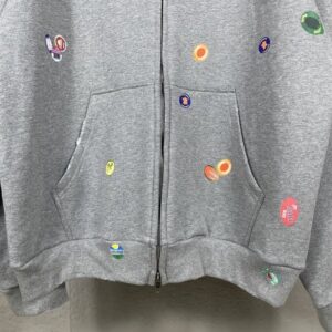 balenciage fruit print zip hoodie pink/grey
