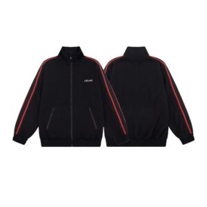 celine zip up jacket black