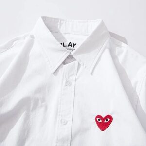 cdg play heart shirt white