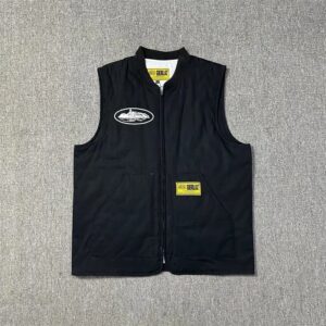 corteiz quilted vest black
