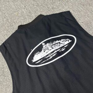 corteiz quilted vest black