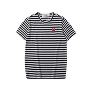 cdg play heart striped tee multicolor