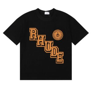 rhude logo print t shirt black