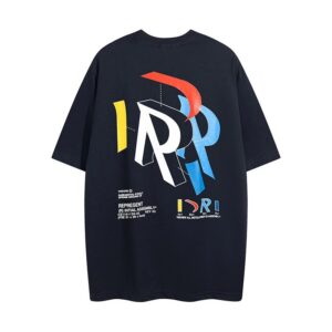 represent multi color print tee white