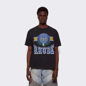 rhude logo print t shirt black