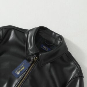 polo ralph lauren leather jacket black