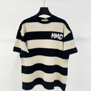 mm6 striped logo tee tan black