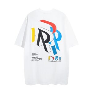 represent multi color print tee white