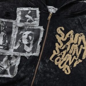 sssaintlouis graphic hoodie black