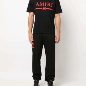 amiri logo print t shirt black white