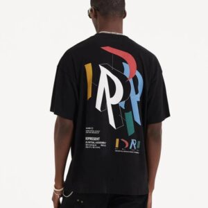represent multi color print tee white