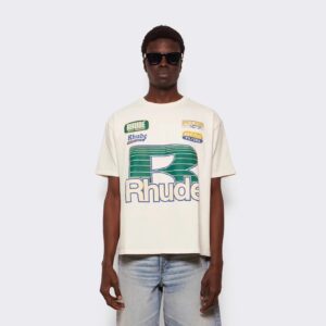 rhude logo print t shirt black
