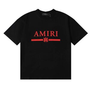 amiri logo print t shirt black white