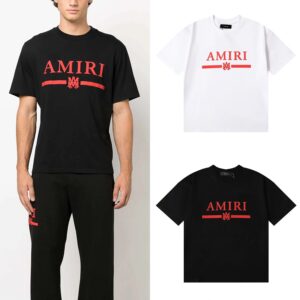 amiri logo print t shirt black white
