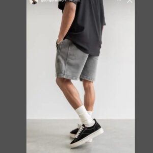 represent elastic denim shorts black