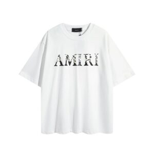 amiri logo print tee white black