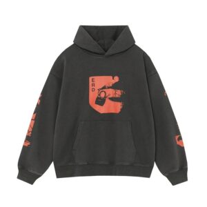 erd wash print hoodie black