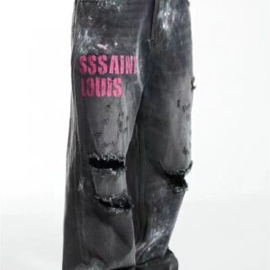 sssaint louis ripped denim jeans black/blue