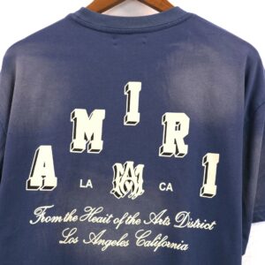 amiri washed logo t shirt blue