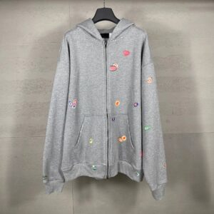 balenciage fruit print zip hoodie pink/grey