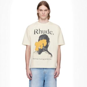 rhude graphic tee beige