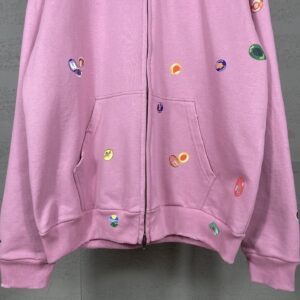 balenciage fruit print zip hoodie pink/grey
