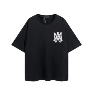amiri logo print tee white black