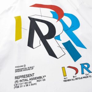represent multi color print tee white