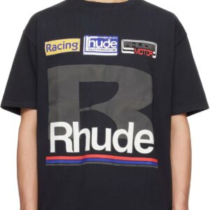 rhude geometric logo t shirt black