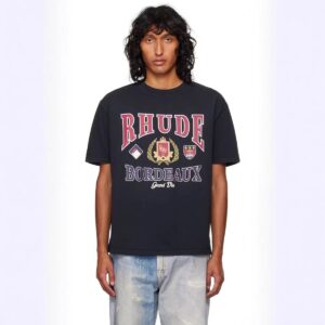rhude geometric logo t shirt black